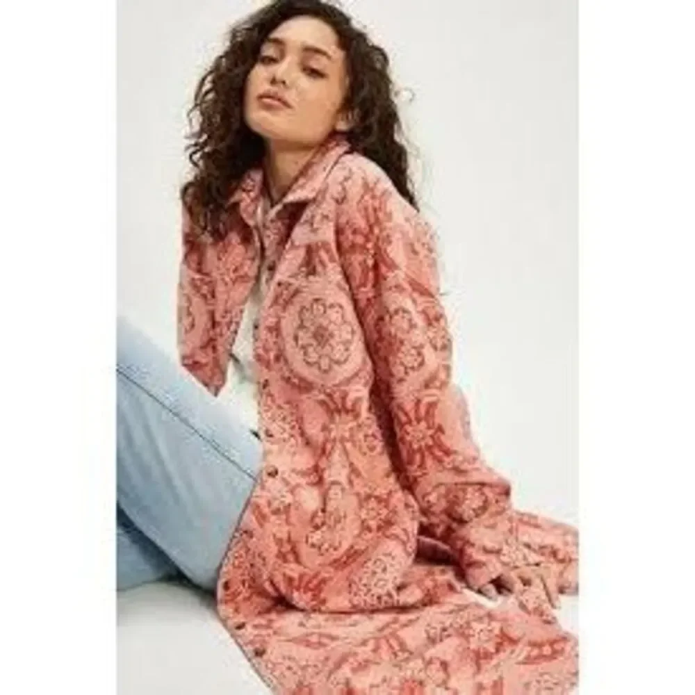 Free People Rose Pink Medallion Longline Jacket